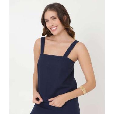 Imagem de Regata de Linho Feminina Marisa-36014, Azul, GG
