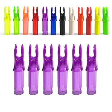 Imagem de ZSHJGJR Pacote com 50 flechas de flecha para tiro com arco ID 6,2 mm/0,619 cm inserção de plástico cauda para flechas de tiro de caça DIY (roxo transparente)