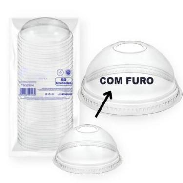 Imagem de 100 Copo C/ Tampa Bolha 300ml 330ml Transparente PP Plástico SC:Com Fu