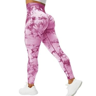 Imagem de tincolia Meia-calça feminina de ioga moderna tie dye, sem costura, alta elasticidade, controle de barriga, calça de corrida-11-GG