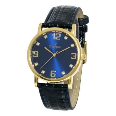 Imagem de Relógio Champion Feminino Analógico Azul Couro Cn20186n