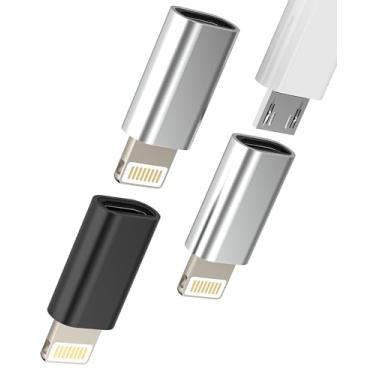 Imagem de Adaptador micro USB fêmea para Lightning macho (pacote com 3) Cabo de carregamento Android para iPhone14 13 pro max conversor para Apple MFI conector de cabo de dados adaptador de bloco de energia