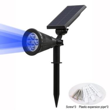 Imagem de Luminária Solar Spot de chão articulada Luz Super Led Azul Jardim 2206