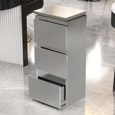 Imagem de Armário de armazenamento de salão de barbeiro de aço inoxidável – estação de estilo de 3 gavetas para cabeleireiros, spa de beleza e organização de ferramentas de tatuagem, armazenamento de