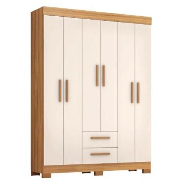 Imagem de Guarda Roupas Casal 6 Portas 2 Gavetas Libano Madeirado / Off White No