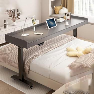 Imagem de Mesa ajustável sobre a cama com rodas – mesa elétrica móvel para computador, estação de trabalho em pé ajustável em altura com gavetas de armazenamento, carrinho portátil para laptop para casa e