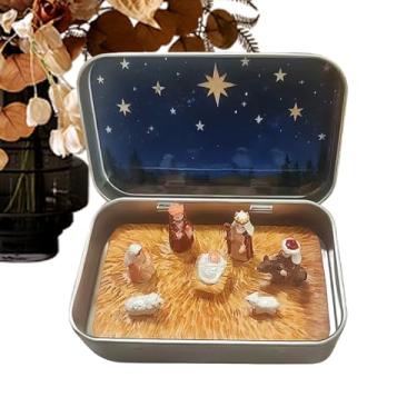 Imagem de Conjunto de presépio interno | Decorações de Natal de resina, presépio para decoração de casa, para armário, prateleira, escritório, escritório, aniversário, feriado