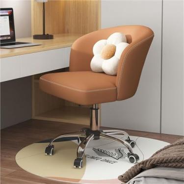 Imagem de Cadeira de mesa giratória moderna com encosto médio, suporte lombar, altura ajustável - Design aconchegante para casa, sala de estar, quarto, maquiagem