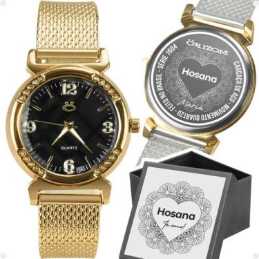 Imagem de relogio feminino aço banhado dourado inox silicone presente inoxidável