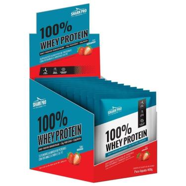 Imagem de 100% Whey Protein - 10 Sachês 40g Morango - Shark Pro-Masculino