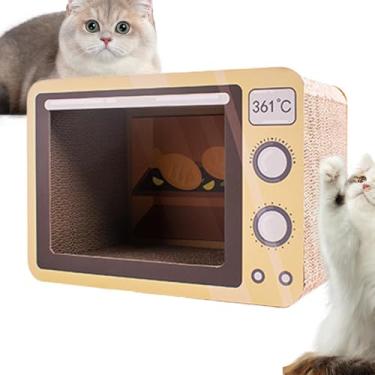 Imagem de Arranhador de papelão para gatos – sala interna contra arranhões para gatos – proteção de móveis, formato de forno de brinquedo para raças pequenas, médias e grandes