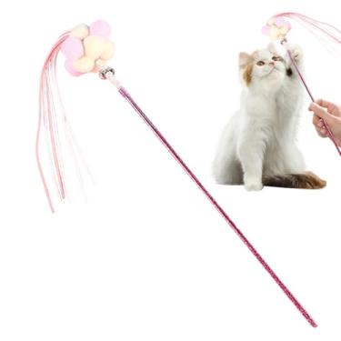Imagem de Brinquedo de bastão de gato – brinquedo interativo para varinha de gato com sino | Design resistente a mordidas, exercícios para animais de estimação para casa, ao ar livre, área de trabalho e carro