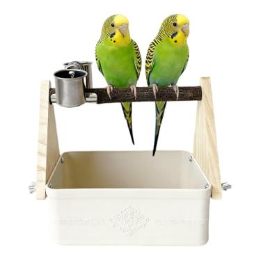Imagem de Poleiro Para Aves Na Mesa,Tigelas De Alimentação Para Agapornis - Suporte para Papagaios com Comedouro | para Araras Periquitos Parapeito de Janela Veterinários Avícolas Abrigos de Animais