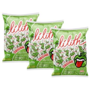Imagem de Bala Mastigável Lilith Maçã Verde Cory 500g - 3 Pacotes