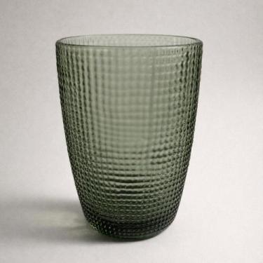 Imagem de Conjunto de 6 Copos de Vidro com Relevo Verde Fumê 380 ml  com Pé - Po