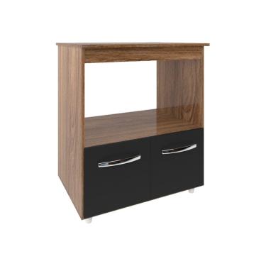 Imagem de Balcão Armário Gabinete para Microondas e Forno Elétrico Cozinha Amanda Mobília Decor Savana Preto