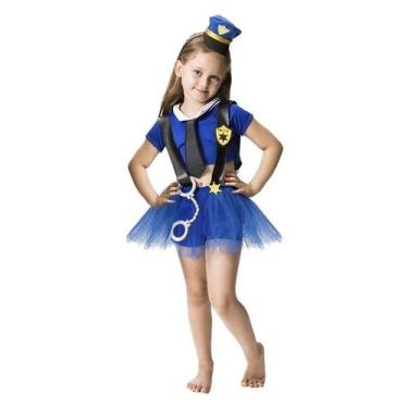 Imagem de Fantasia de Policial Infantil Feminina de Carnaval Completa - Fantasia
