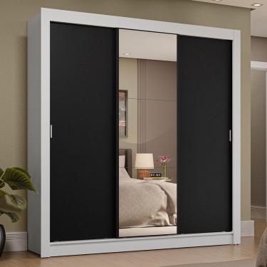 Imagem de Guarda-roupa Casal 3 Portas Correr 4 Gavetas Branco/Preto