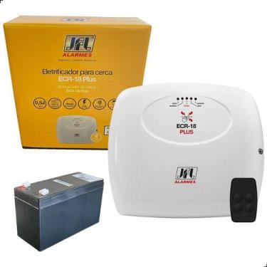 Imagem de Central Para Cerca Elétrica Ecr-18 Plus Jfl Com Bateria 12v Cor Branco