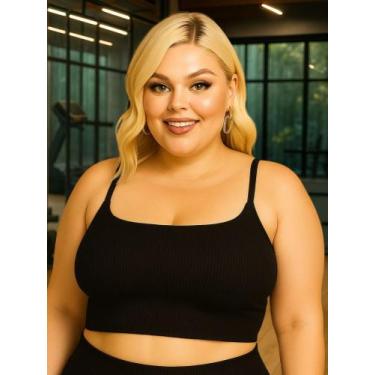 Imagem de Sutiã Plus Size Tecido Canelado Top Grande - c1 - FELÍCIA, Preto, 50