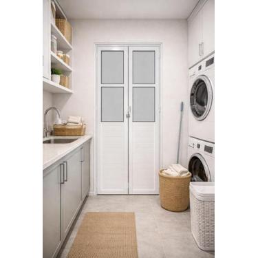 Imagem de Porta Camarão Lambril Alumínio Branco Com Vidro Mini Boreal - Brecorim