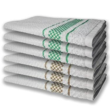 Imagem de 6 Panos De Prato Atoalhado Felpudo Premium Verde+Marrom