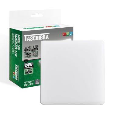 Imagem de Painel De Led Frameless Quadrado Embutir/sobrepor 24w Bivolt Taschibra 4000k Luz Neutra