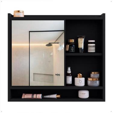 Imagem de Espelheira Armário Banheiro Suspenso com Espelho 1 Porta Prateleira Or