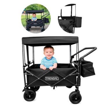 Imagem de Carrinho Dobrável Transporte Multiuso Camping Lazer Jardim Praia Compr