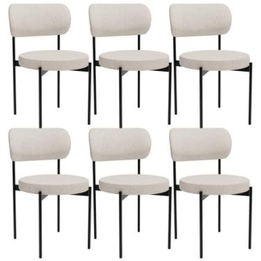 Imagem de Kit 06 Cadeiras Estofadas Para Sala De Jantar Louvre L02 Linho Cru - L