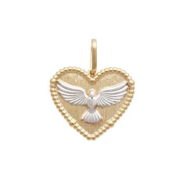 Imagem de Pingente Coração Sem Vazar Com Terço Com Espírito Santo