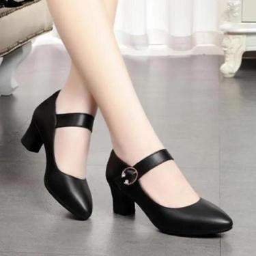 Imagem de Sandálias Femininas Confortáveis De Salto Quadrado Pontudo Tamanho Gra