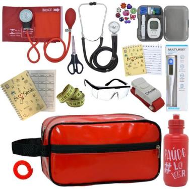 Imagem de Aparelho De Pressão Esfigmomanômetro Aneroide Premium, Vermelho