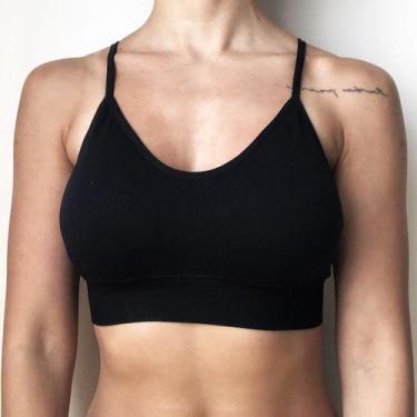 Imagem de Sutiã Top Nadador Poliamida Bojo Removível Confortável COR:PRETOTamanh