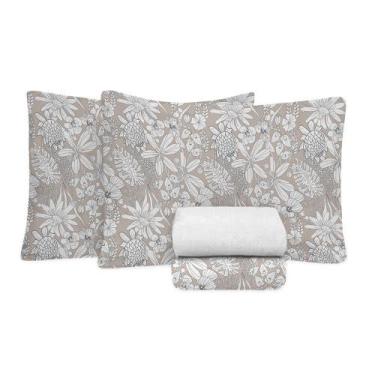Imagem de Jogo de Cama King Size Algodão 130 Fios 4 Peças Estampado - Fiori, Cin