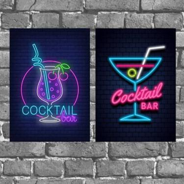 Imagem de Kit 2 Placas Decorativas Cocktail Bar 18x27cm
