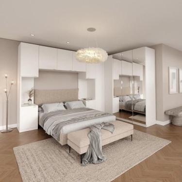 Imagem de Guarda Roupa Modulado de Canto Hera 6 Peças com Espelho e 2 Mesas de C