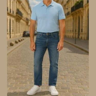 Imagem de Calça Jeans Masculina Slim Fit Azul Médio – Cintura Média e Conforto Flexível Malwee-Masculino