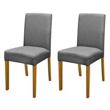 Imagem de Kit 2 Cadeiras De Jantar Estofadas Madeira Maciça Multimóveis Cr15017 Madeirado-Cinza
