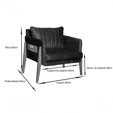 Imagem de Poltrona Decorativa Luxo Milão Dora Bela 0119 Encosto com Almofada Solta Madeira Dora Bela Móveis