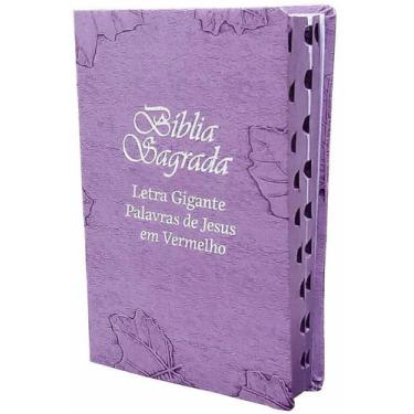 Imagem de Bíblia Sagrada da Mulher Letra Gigante Capa de Couro Lilás - Cristão