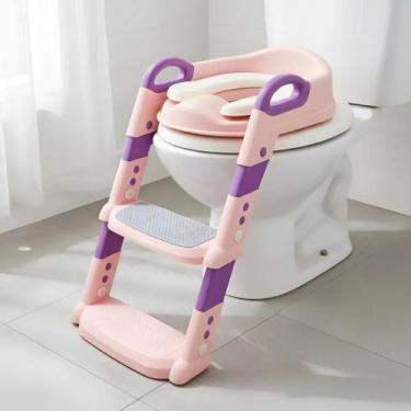 Imagem de Assento Redutor Infantil Escada Antiderrapante Penico 2 Em 1 Cor:Cinza