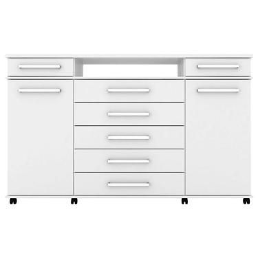 Imagem de Cômoda London 7 Gavetas em MDP com Puxadores Ergonômicos Branco Brilhante para Quarto C...