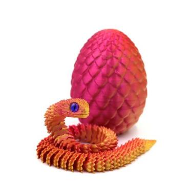 Imagem de Brinquedo Articulado Cobra Dragão com Ovo  Flexível Anti-Stress e Deco