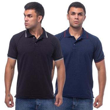 Imagem de Kit 2 Camisas Gola Polo Masculina Básica Blusa Malha Piquet-Masculino