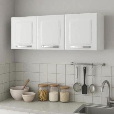 Imagem de Armário aéreo de cozinha cor branco 3 portas Rose Itatiaia - Congratul