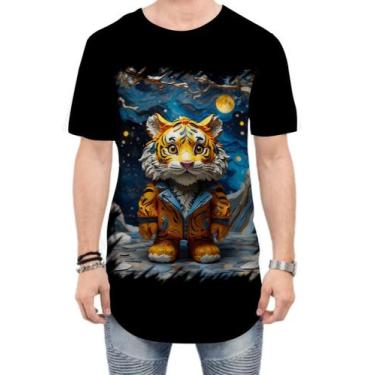 Imagem de Camiseta Longline Tigre Noite Estrelada Van Gogh 3 - Kasubeck Store®, 