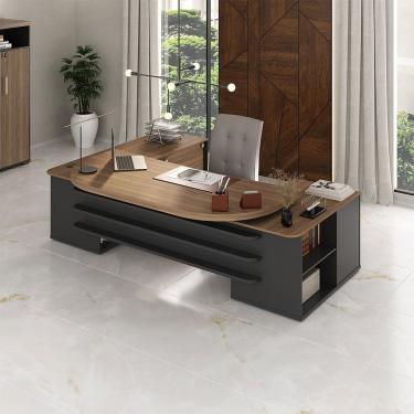 Imagem de Mesa Para Escritório Tamburato 2 Portas 4 Gavetas Mason A02 Nogal Preto - Lyam Decor
