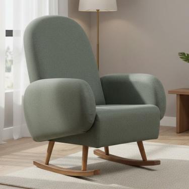 Imagem de Poltrona de Amamentação Com Balanço Base Milka Dolce D02 Tramado Verde C-296 - Lyam Decor