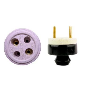 Imagem de Tomada + Plugue Elétrico Bipolar Porcelana 20A - Foxlux